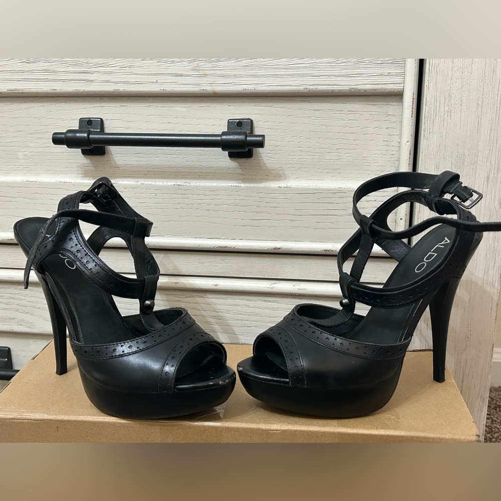 Aldo Black Strappy High Heels